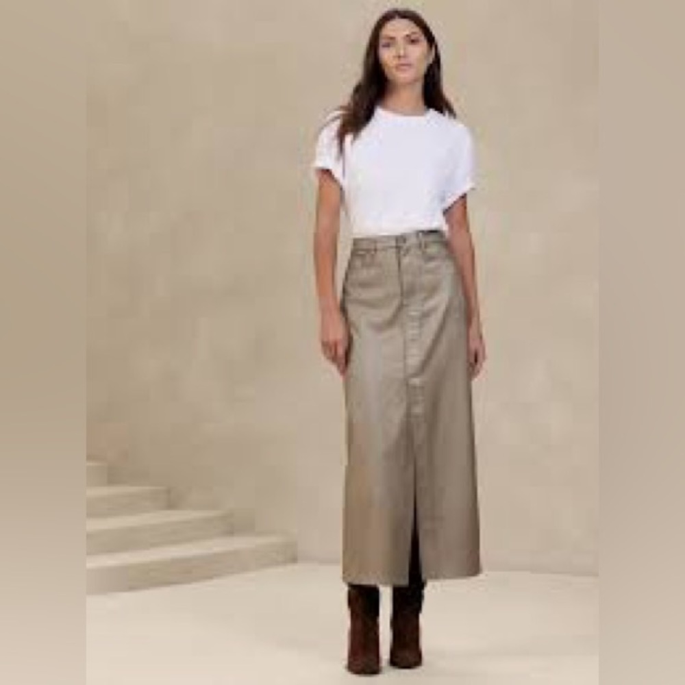 Pearl Metallic Denim Maxi Skirt - Banana Republic
